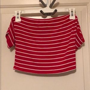 Tube top with off the shoulder sleeves